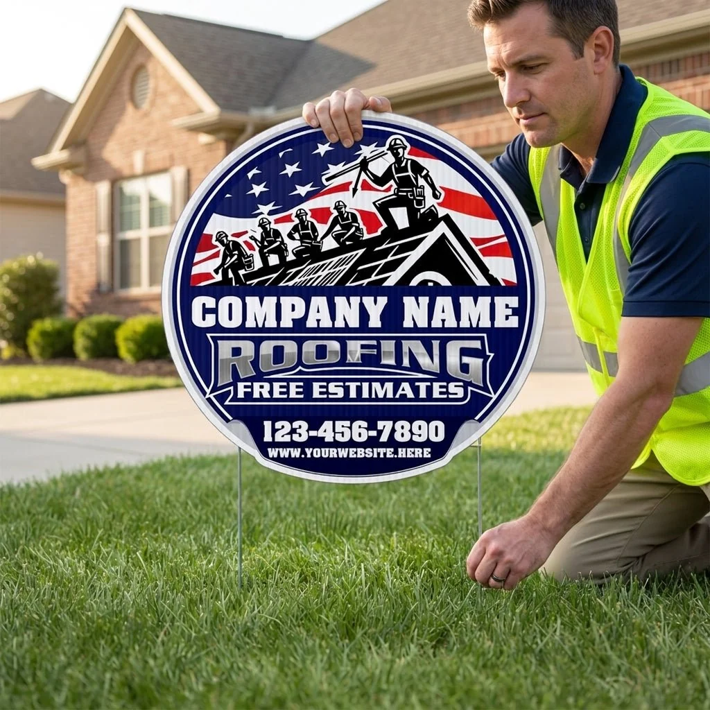 Custom Roofing Company Yard Signs | 10-Pack | 20 EZ Stakes Included - Image 3