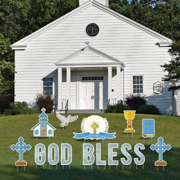 1st Holy Communion Religious Yard Card for Boys 15 pcs