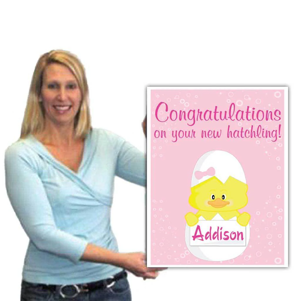 2' Custom Giant Baby Girl Announcement Greeting Card