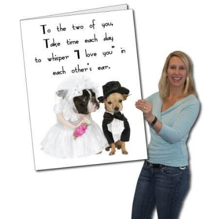 3' Giant Bulldog & Chihuahua Wedding Greeting Card