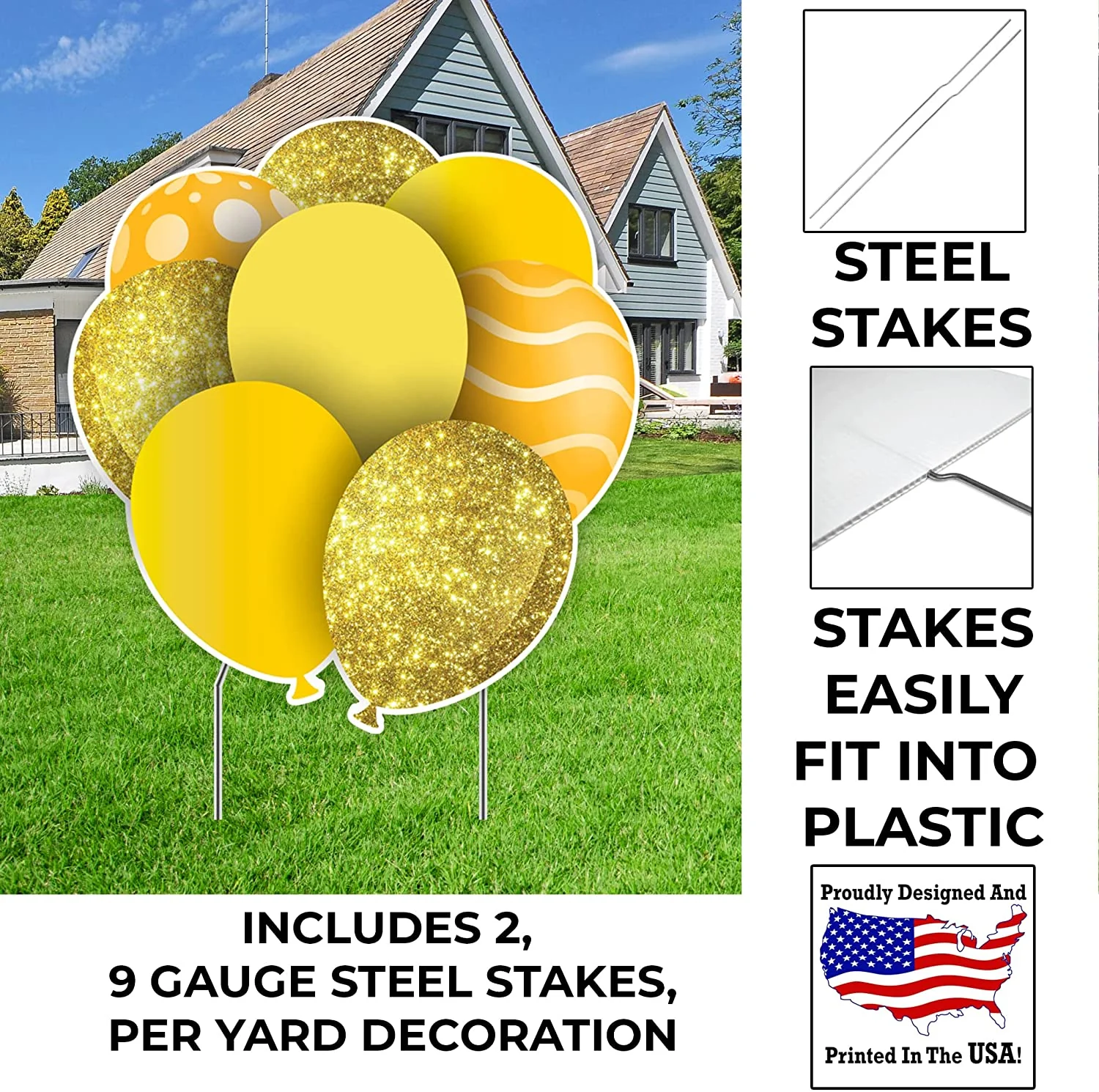 23.5" Medium Yellow Balloon Bouquets EZ Filler Yard Cards Set - Image 4
