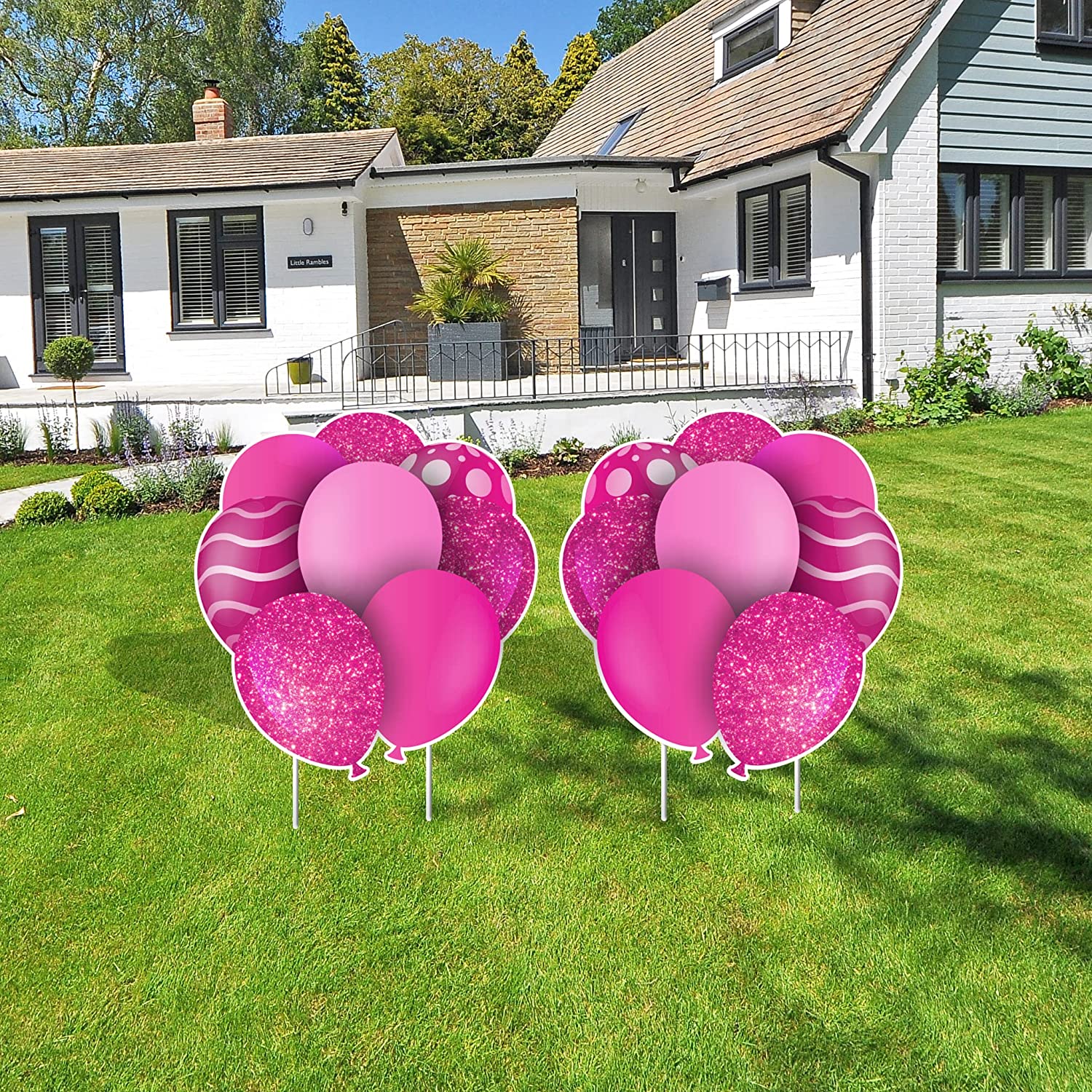 23.5" Rhodamine Red Balloon Bouquets EZ Filler Yard Cards Set