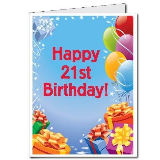 3' Giant 21st Birthday Presents and Balloons Greeting Card - Image 2