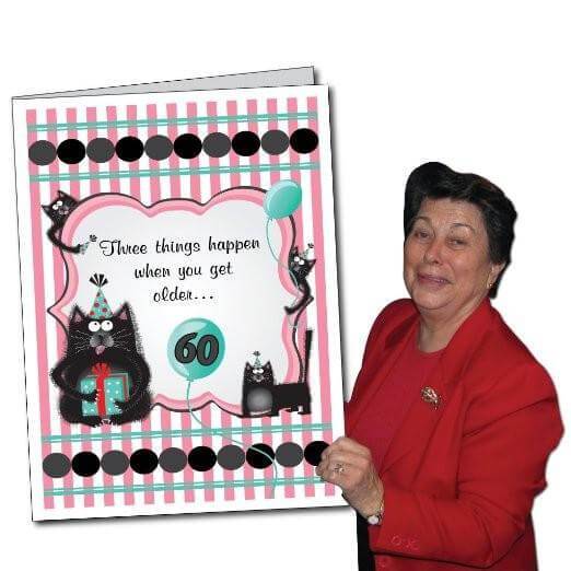 3' Giant Forgetful Cats 60th Birthday Greeting Card