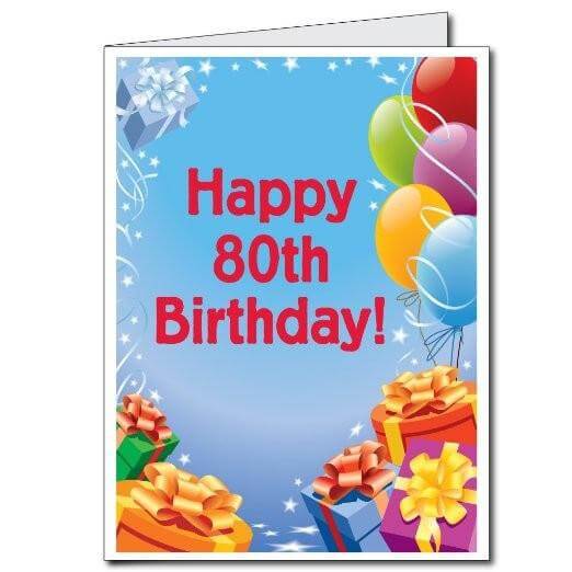 3' Giant 80th Birthday Presents and Balloons Greeting Card - Image 2
