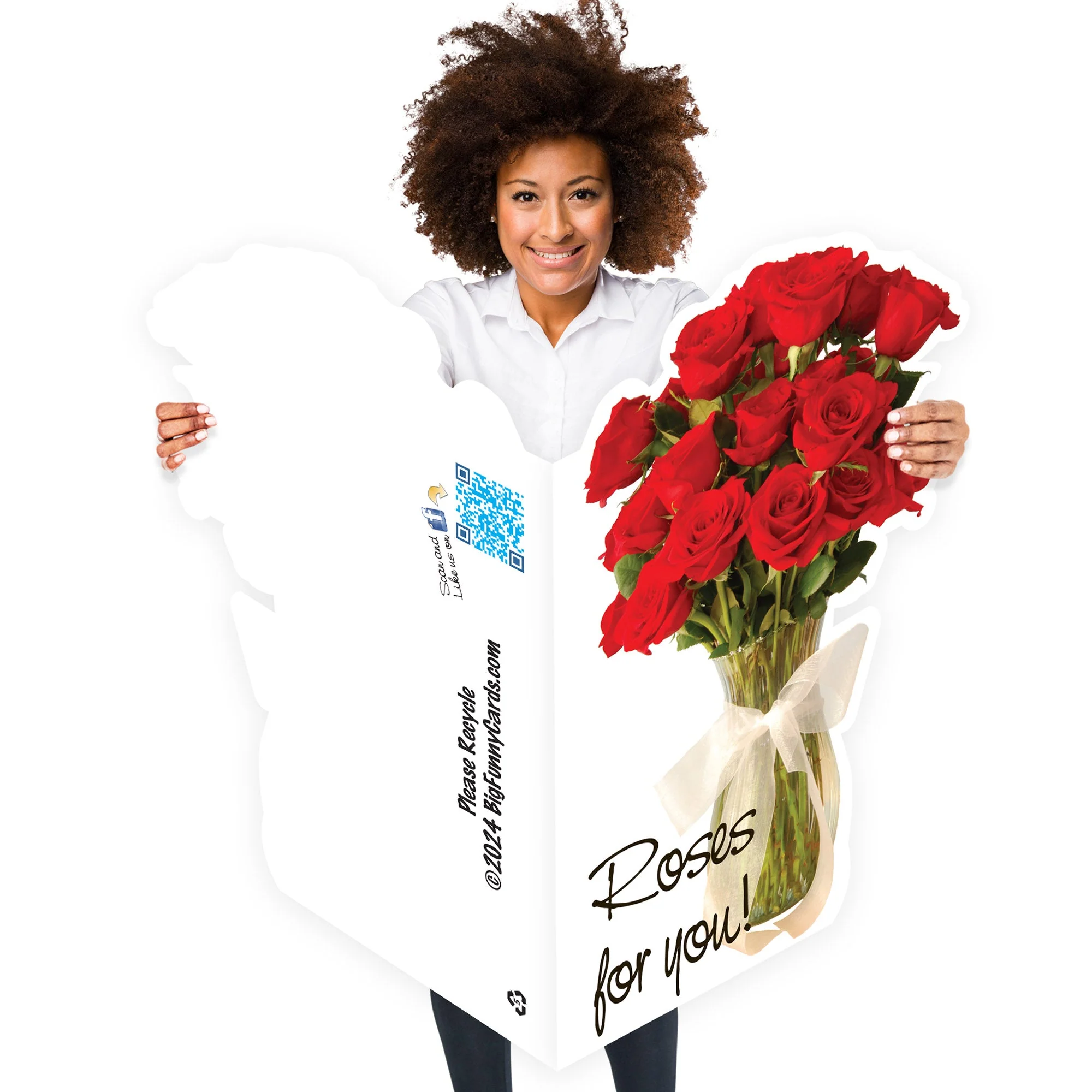 3' Giant Roses Cut Birthday Greeting Card
