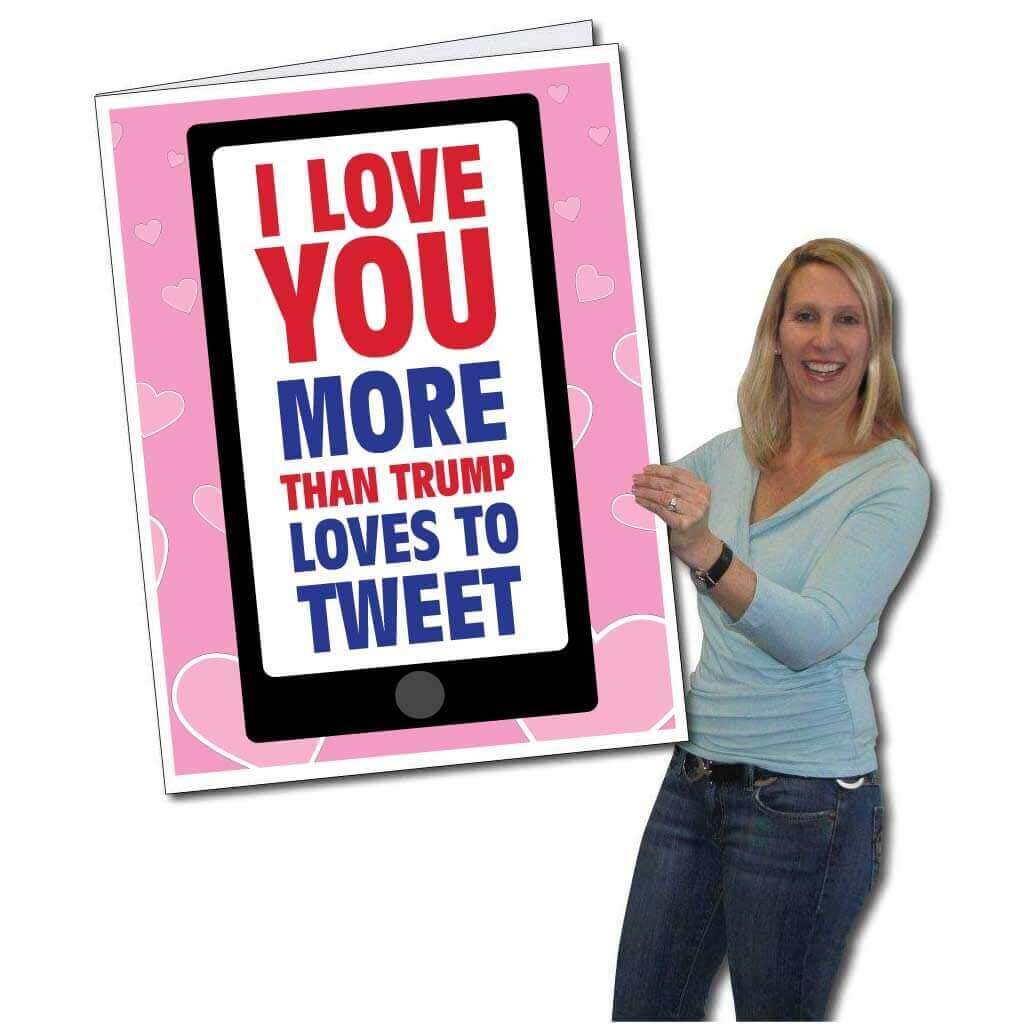 3' Stock Tweeting Trump Valentine's Day Jumbo Greeting Card