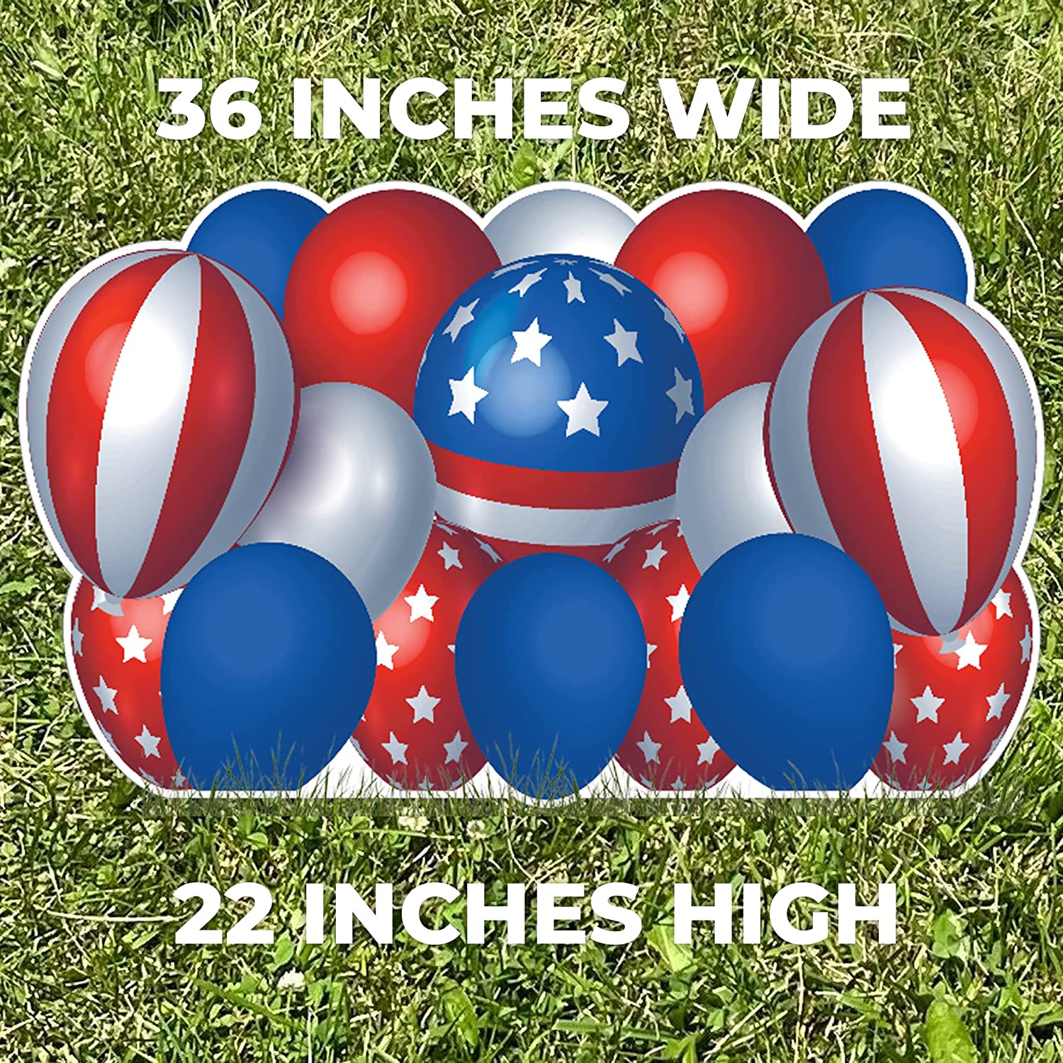 36"x22" Patriotic Balloon Skirt Yard Signs Set of 4 - Image 2