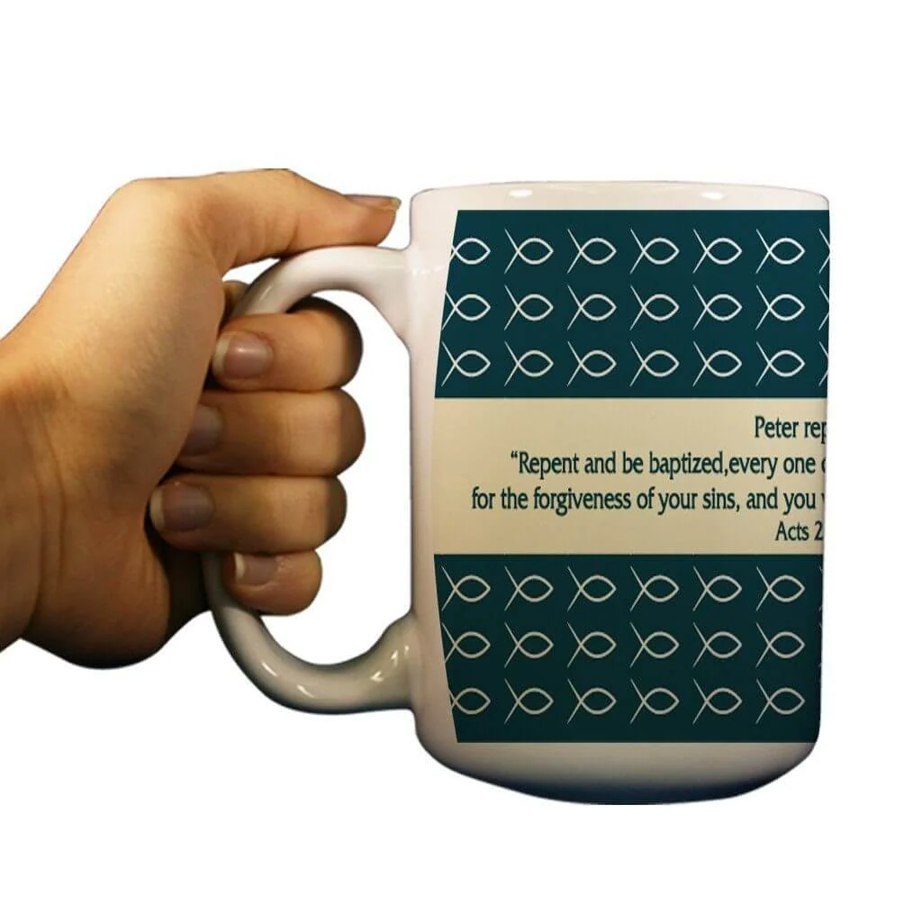 Acts 2:38 Religious 15oz Coffee Mug