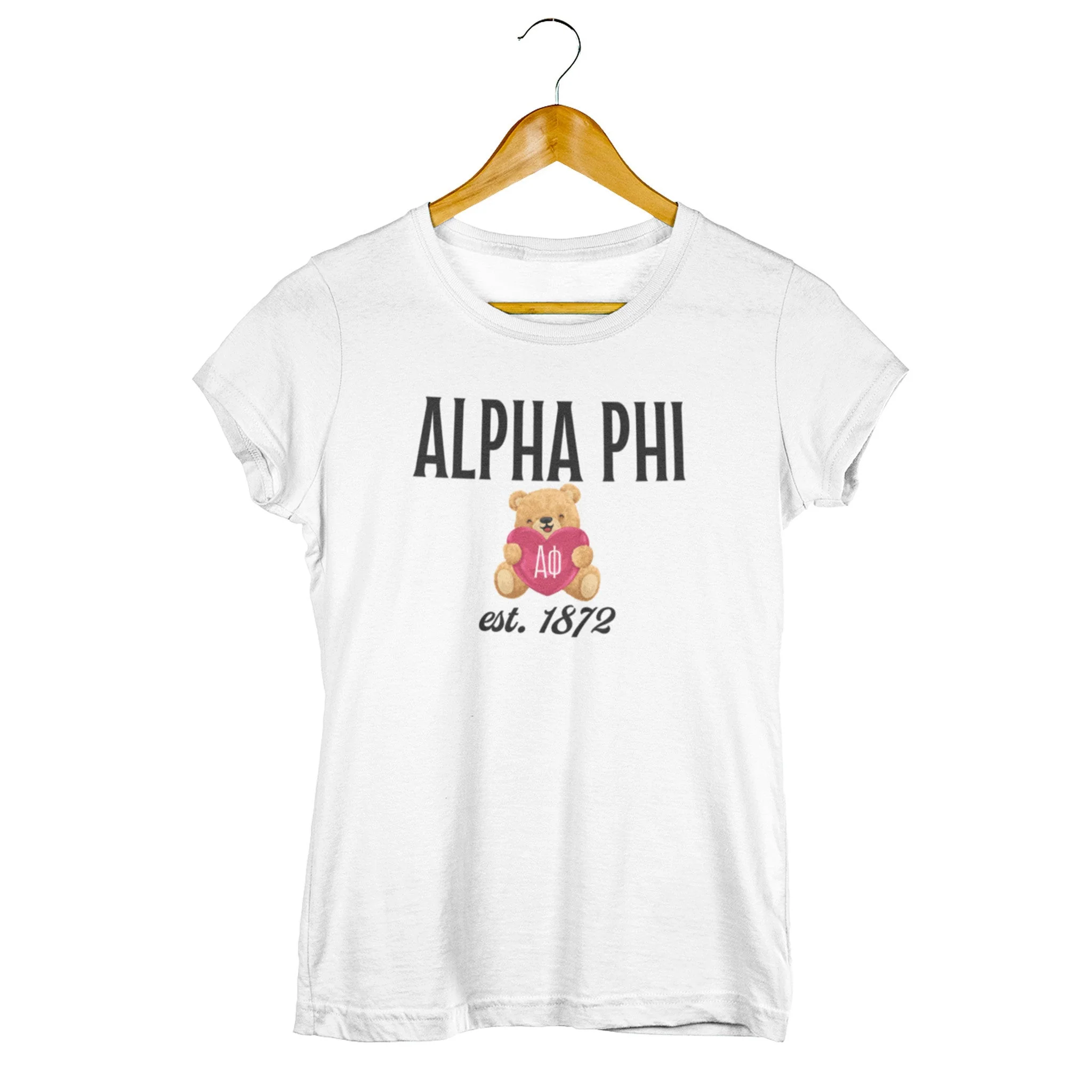 Alpha Phi Teddy Bear T-shirt, White