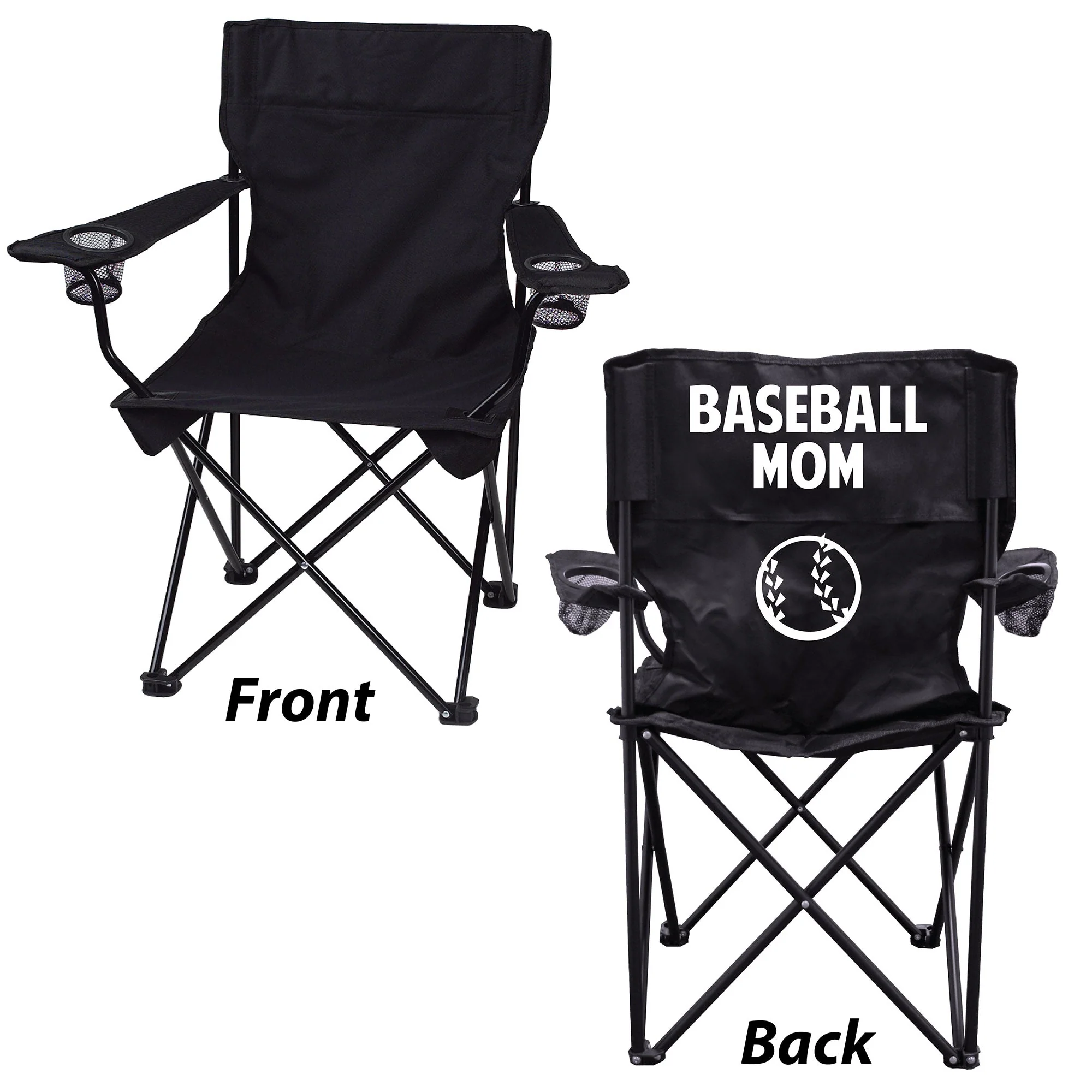 Baseball Mom Black Folding Camping Chair - Image 2