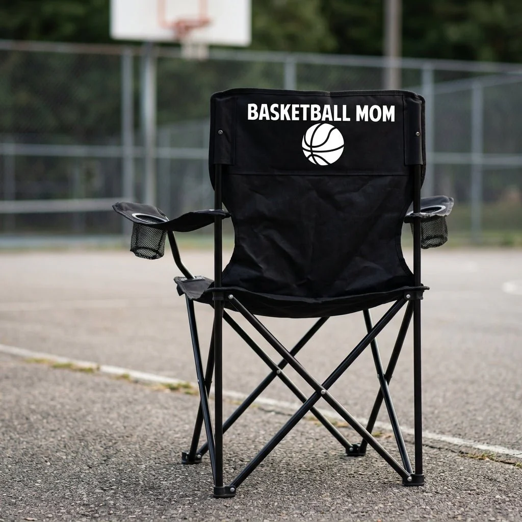 Basketball Mom Black Folding Camping Chair - Image 4