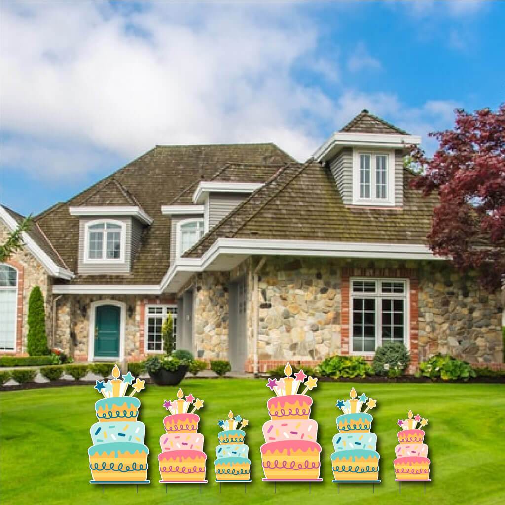 Tiered Birthday Cakes Yard Greeting Accessories