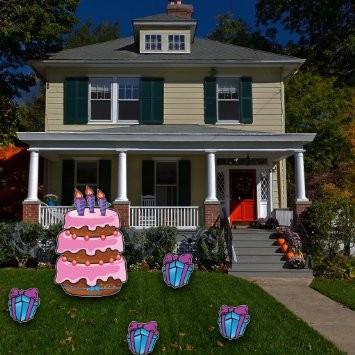 Large Birthday Cake and Presents Birthday Yard Card