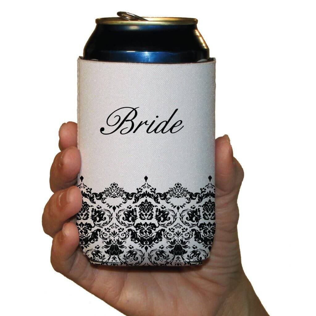 Black & White Elegant Wedding Can Coolers Set