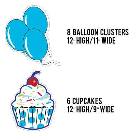 Cupcakes and Balloons Birthday Pathway Markers 14 pcs - Image 2