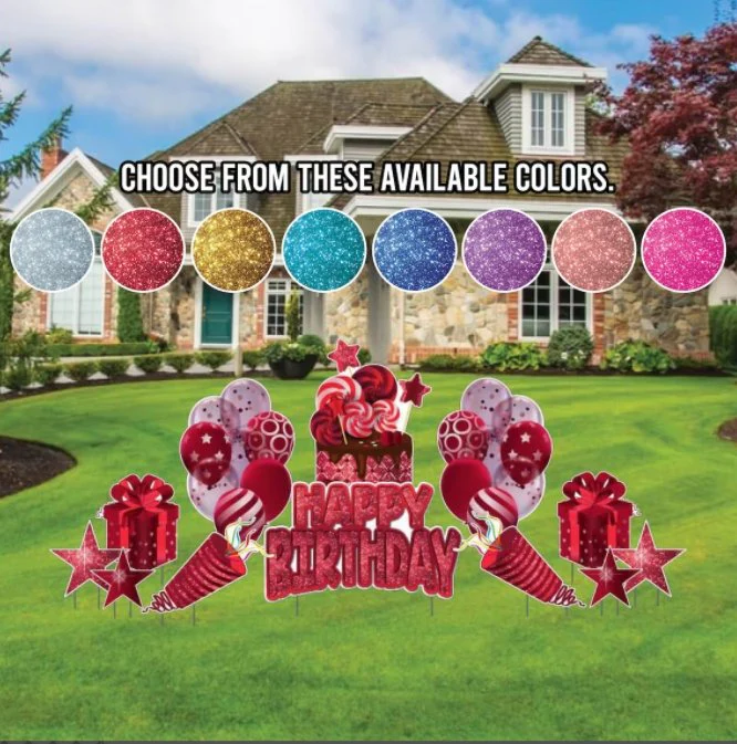 Sparkle Birthday Yard Card Greeting 12 pc Flair Set