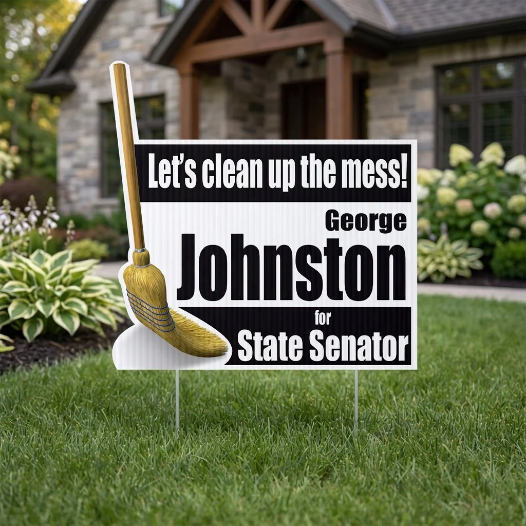 21" Custom Broom-Shaped Political Yard Sign - Image 3
