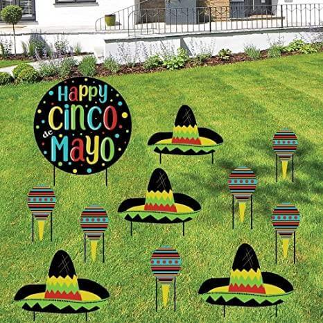 Cinco De Mayo Sombreros and Maracas Yard Decoration Set of 11