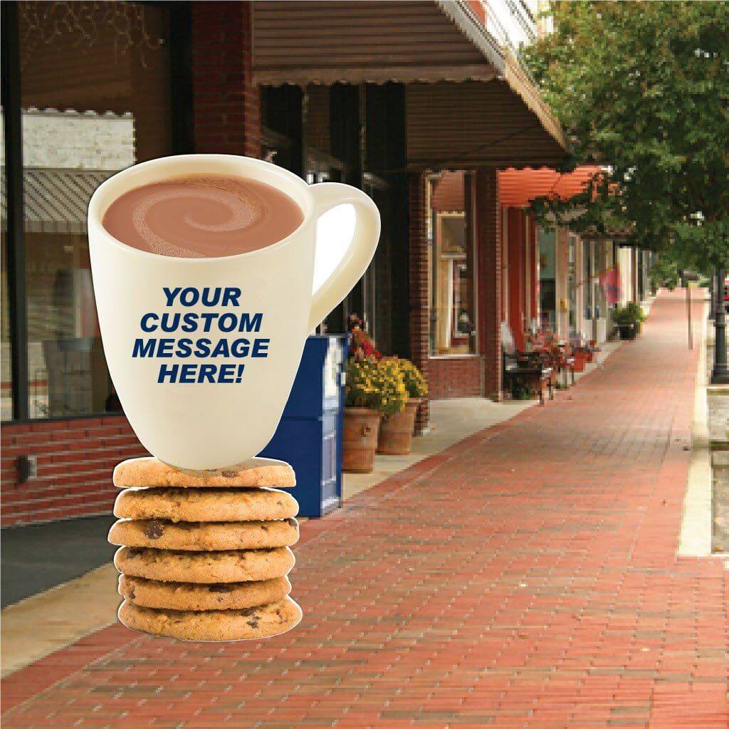 Life Size Stand Up Cutout | Coffee Cup and Cookies