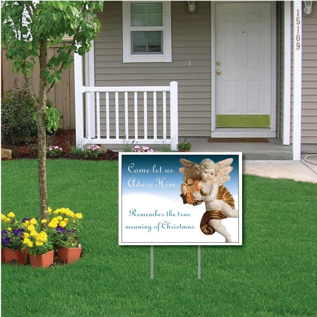 Come Let Us Adore Him, Remember the True Meaning of Christmas Yard Sign | Pair of EZ Stakes Included