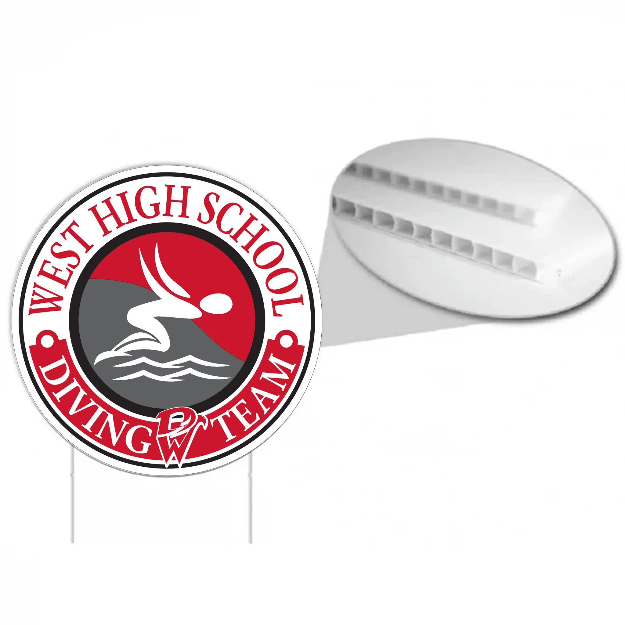 Custom 22" Diving Team Round Yard Signs - Image 2