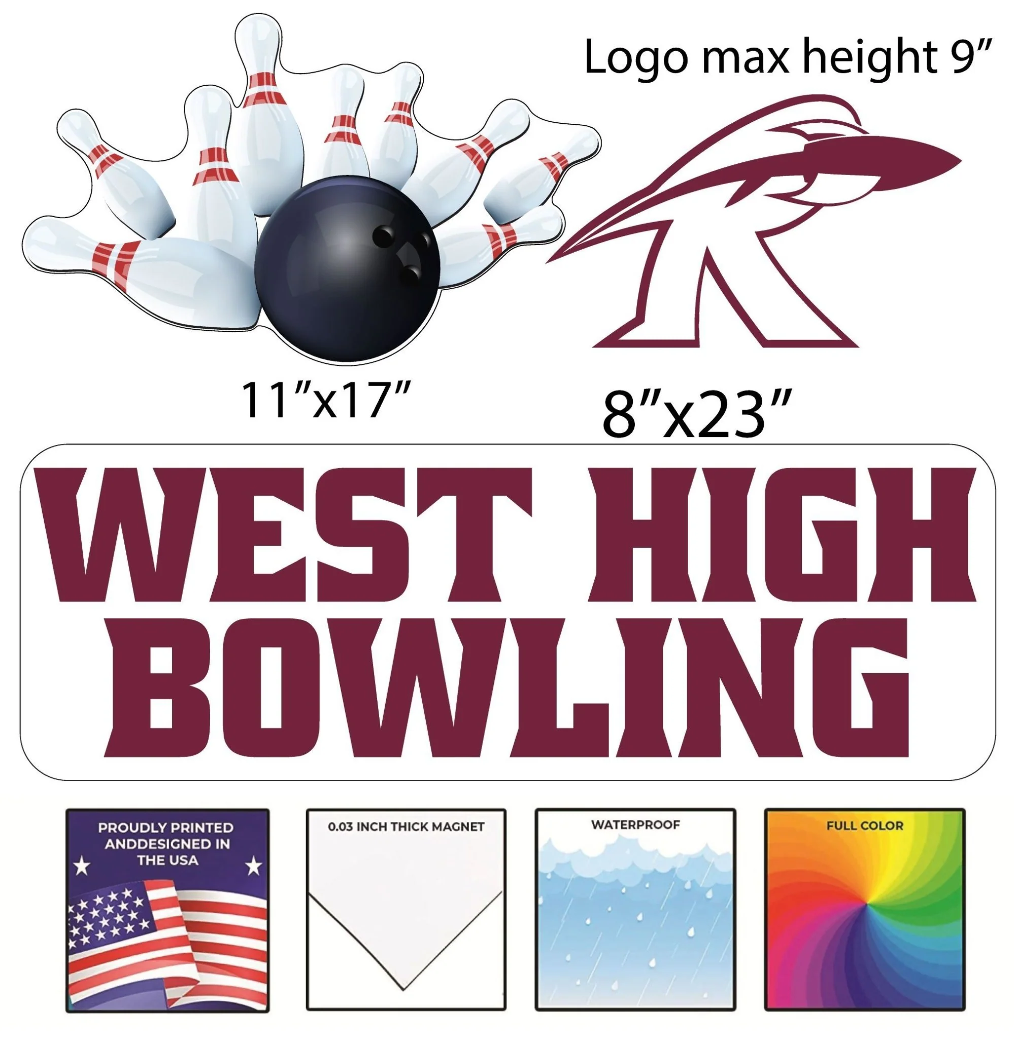 Custom Bowling Team Garage Door Magnet - Image 3