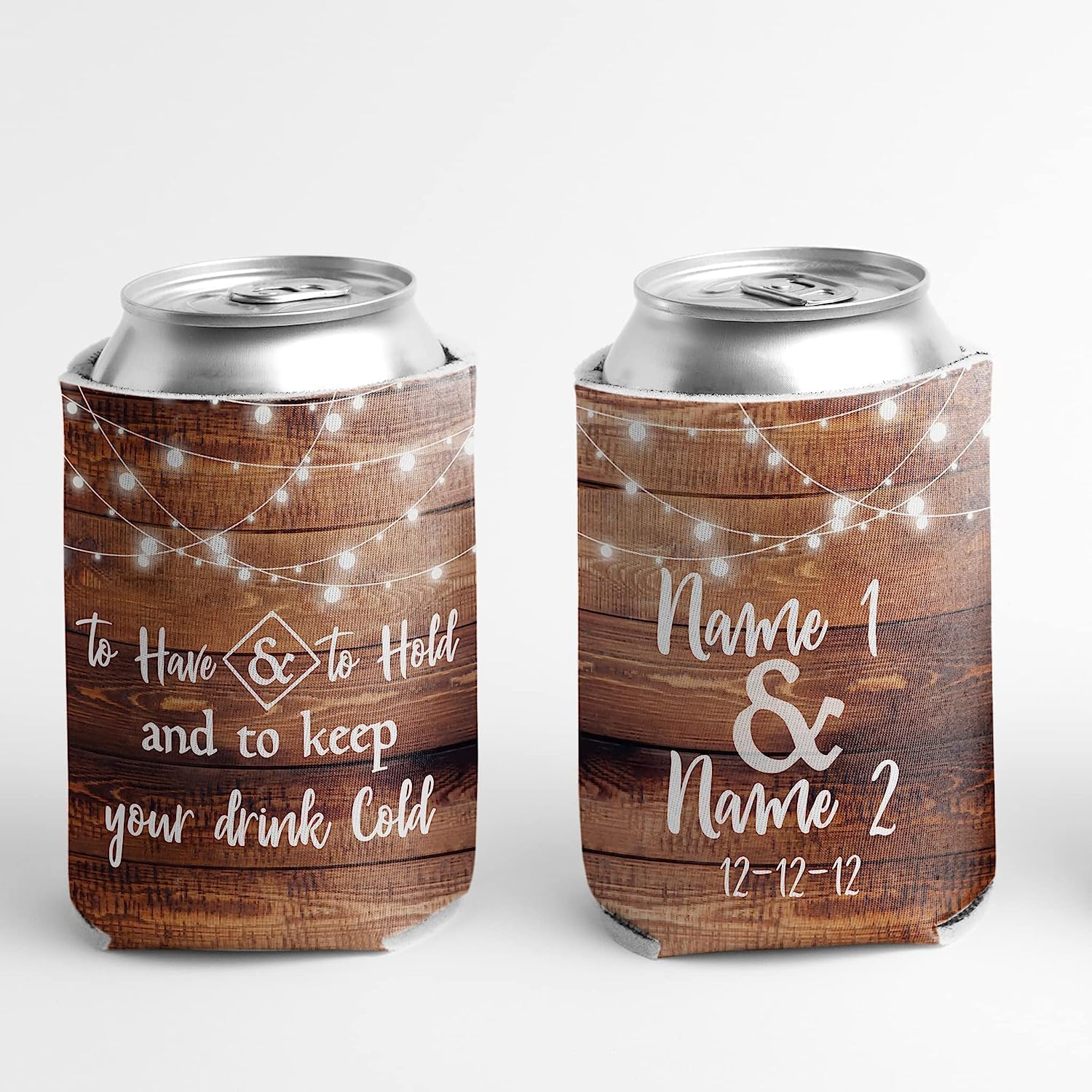 Custom Rustic Wood To Have and To Hold Wedding Can Coolers - Image 2