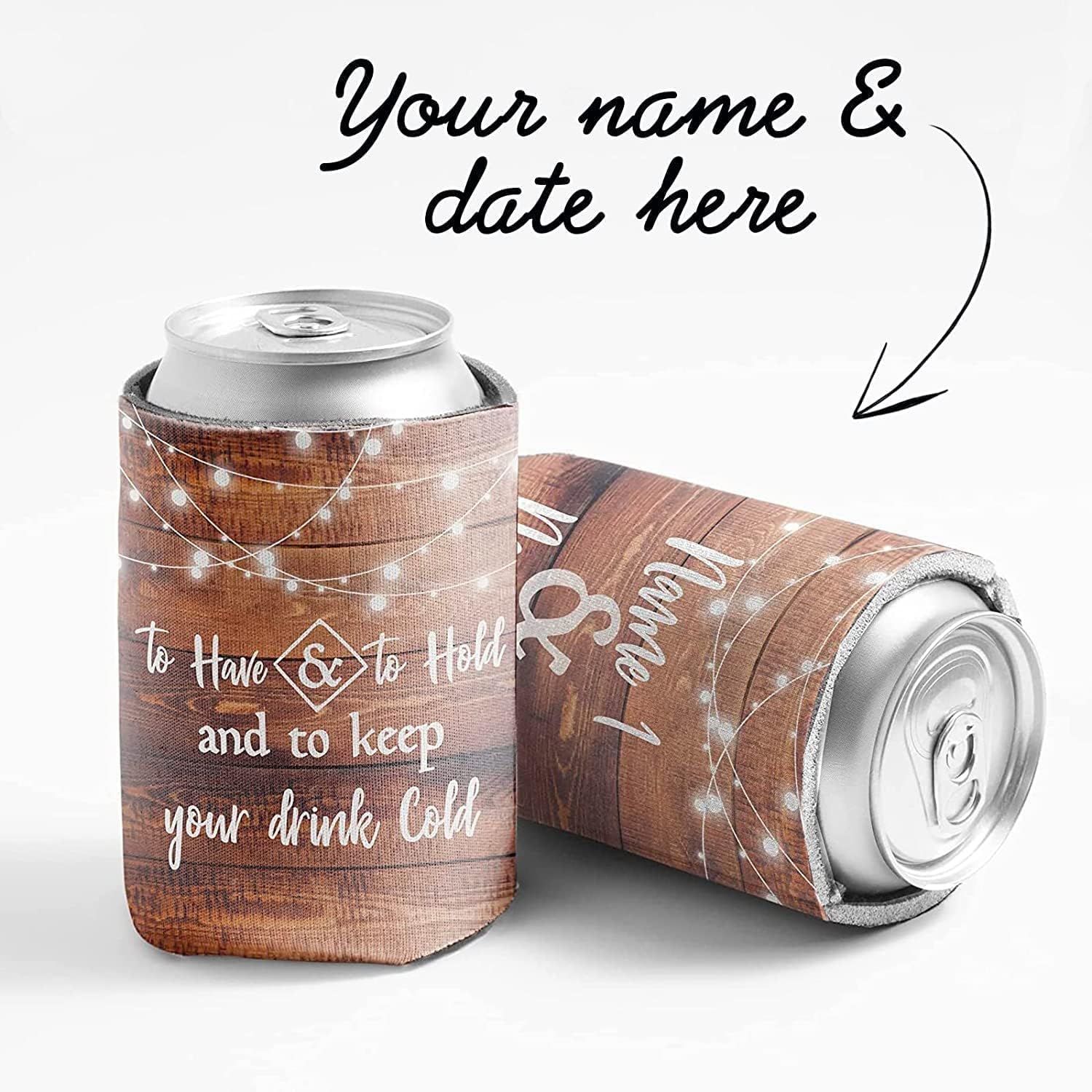 Custom Rustic Wood To Have and To Hold Wedding Can Coolers - Image 4