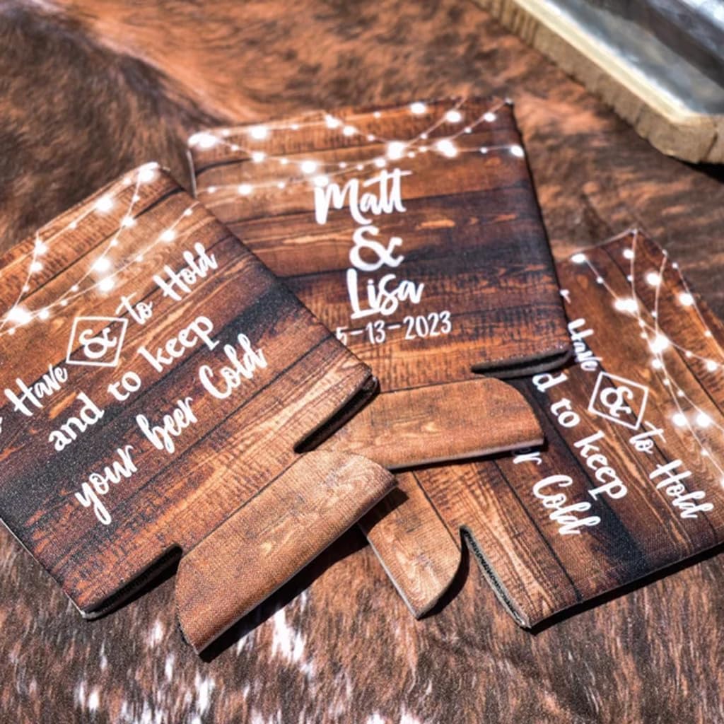 Custom Rustic Wood To Have and To Hold Wedding Can Coolers - Image 8