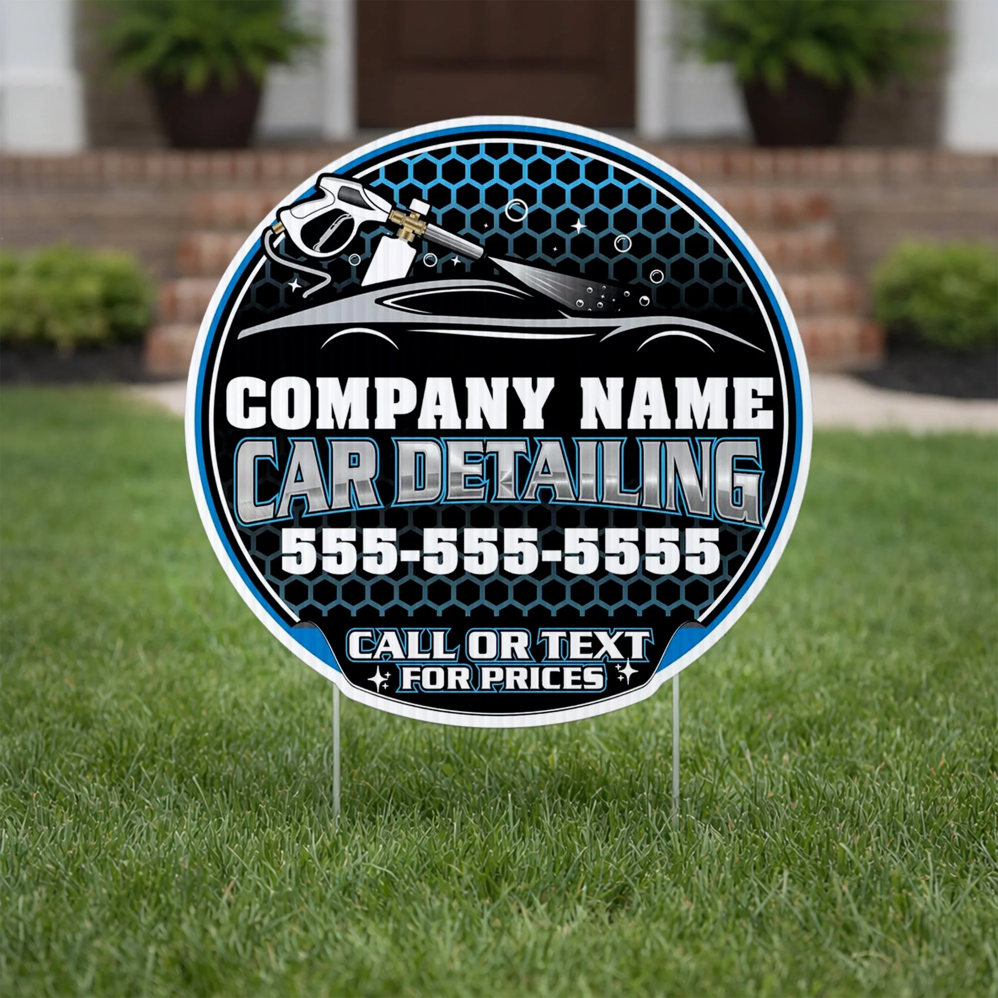 Custom Car Detailing Yard Signs | 10-Pack| Two-Sided | Personalized Mobile Auto Detailing Signs 20 EZ Stakes Included