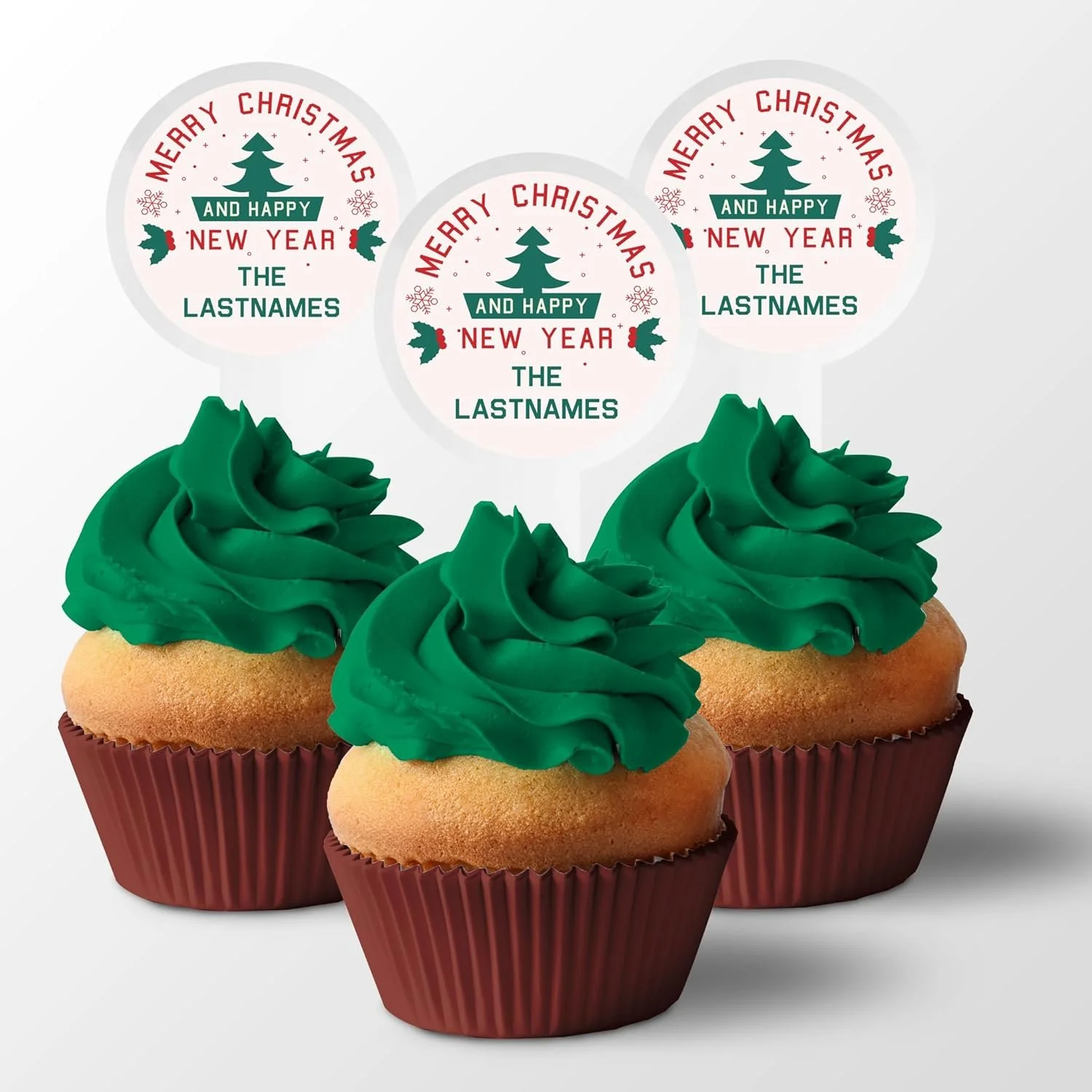 Custom Christmas Cupcake Toppers
