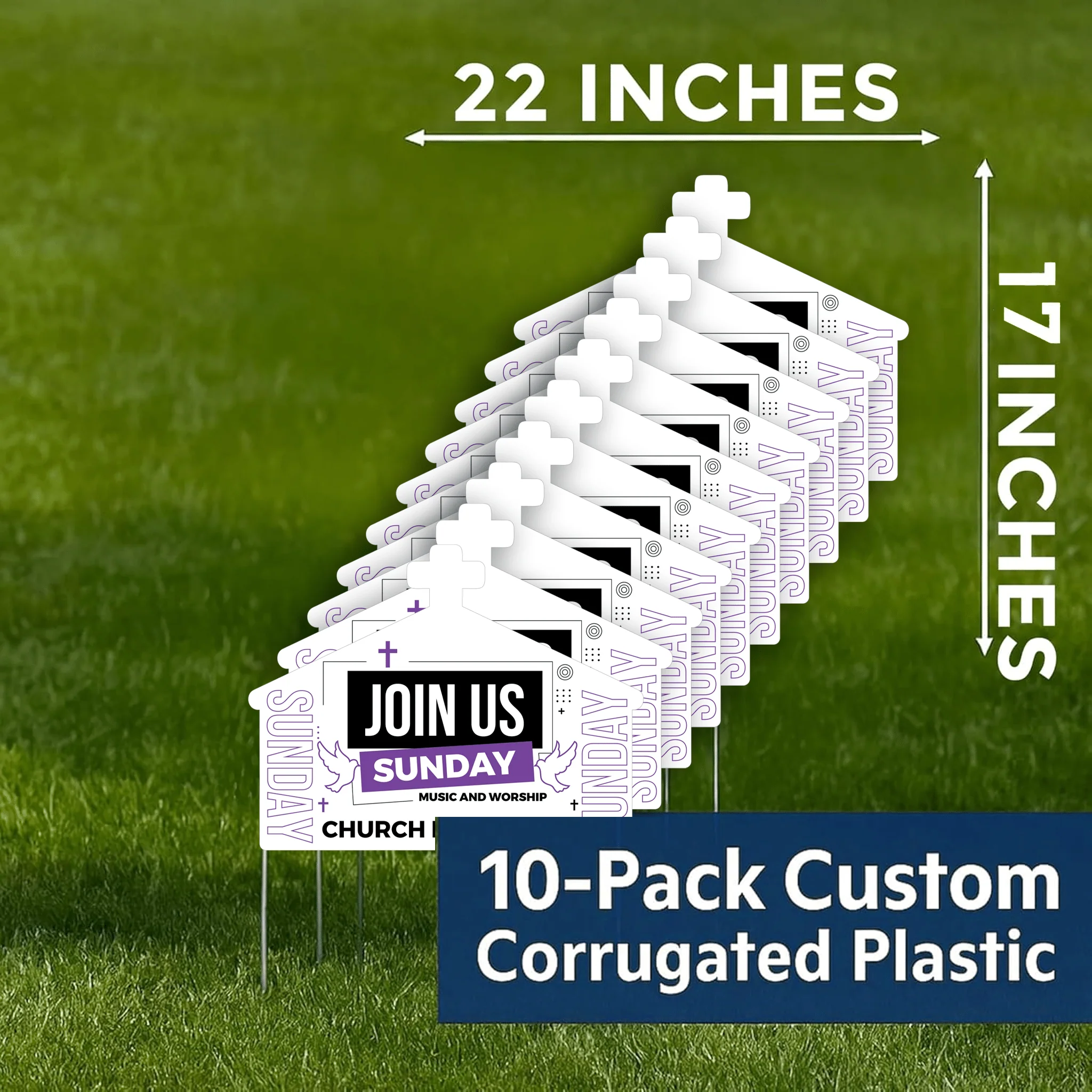 Custom Church Yard Signs – “Join Us This Sunday” | 10-Pack | Two-Sided | 20 EZ Stakes Included - Image 3