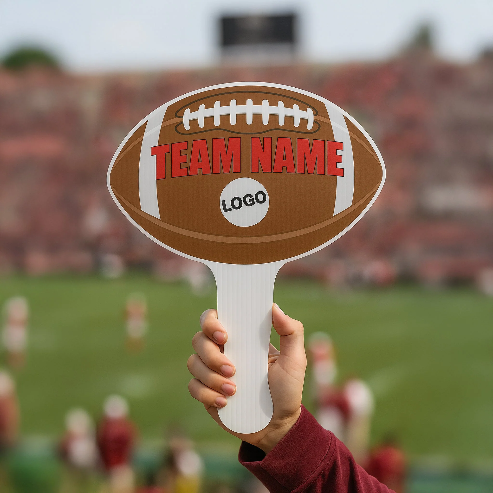Custom Football Hand Fans | 9x10 Inch | Corrugated Plastic | Sports Wavers - Image 2
