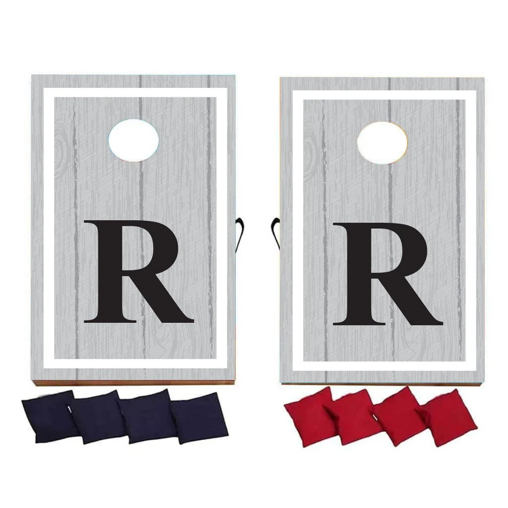 Custom Gray Monogram Wedding Cornhole Bag Toss Game - Image 3
