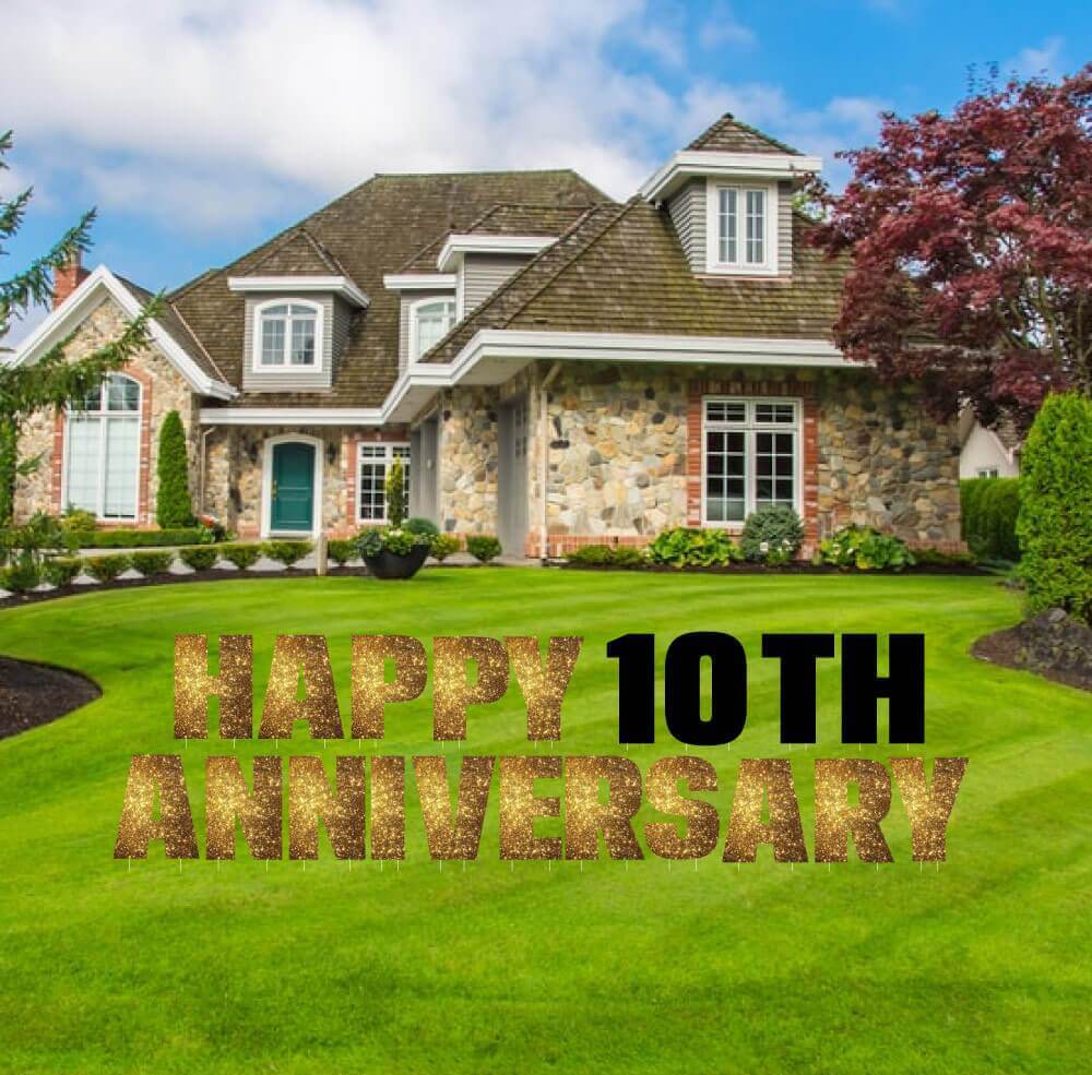 Custom Happy Anniversary Gold Sparkle Yard Letters