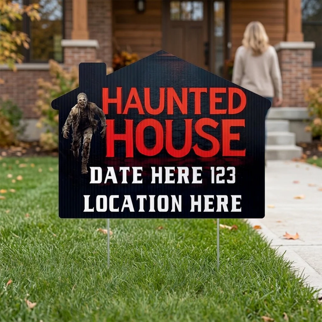 Custom Huanted House Yard Signs | 10-Pack | 20 EZ Stakes Included - Image 9