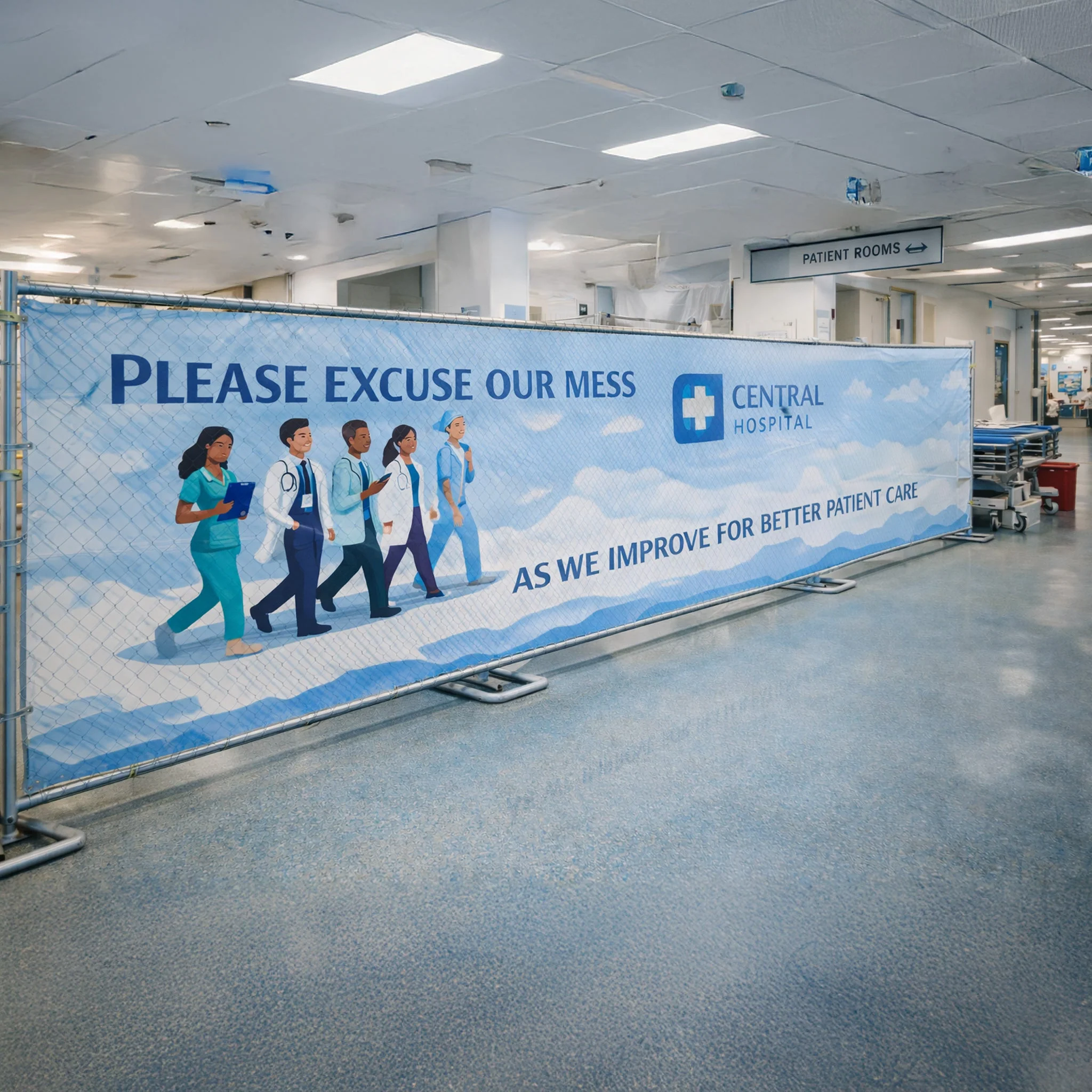 Custom Indoor Construction Fence Screens â Mesh Vinyl Privacy & Branding Banners