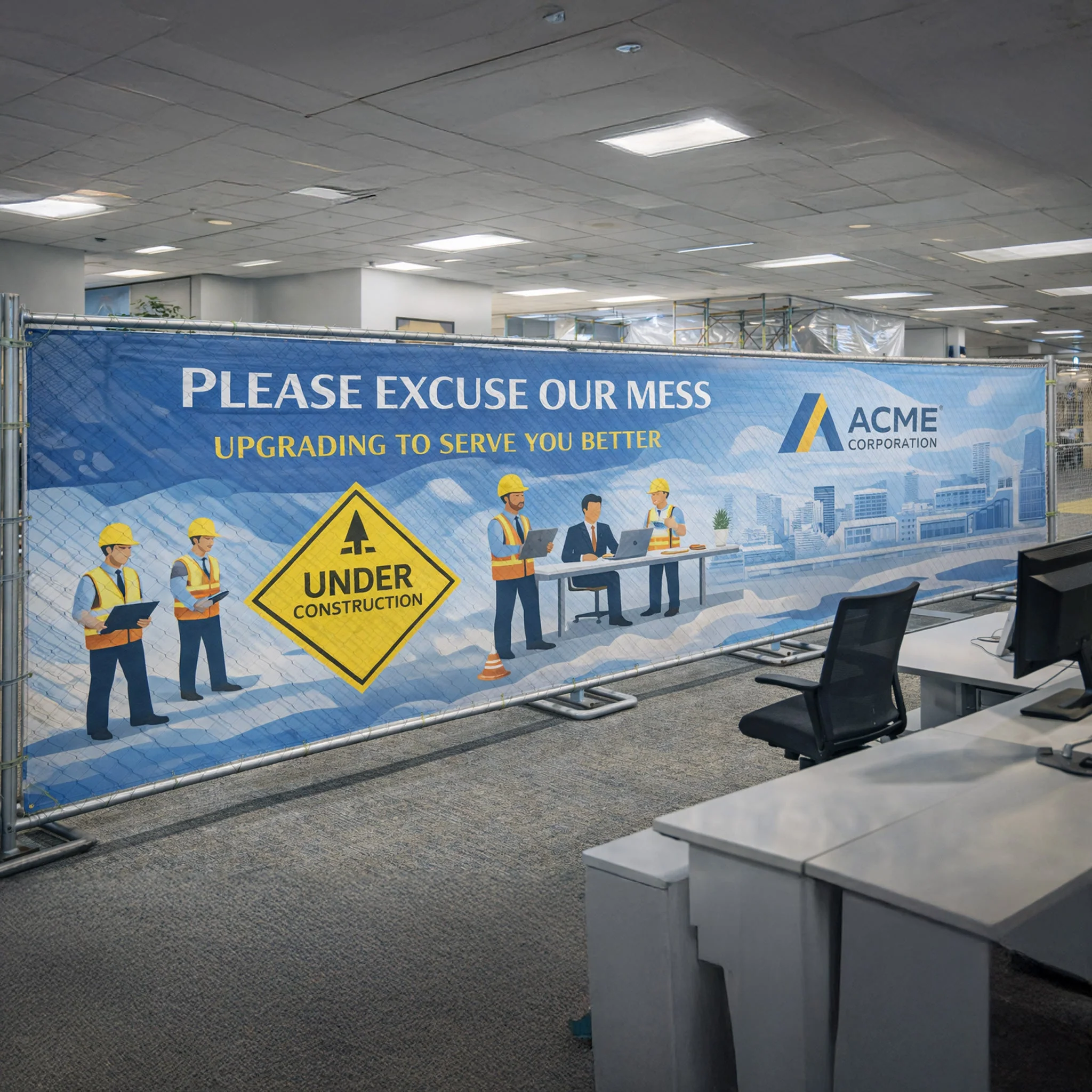 Custom Indoor Construction Fence Screens â Mesh Vinyl Privacy & Branding Banners - Image 5