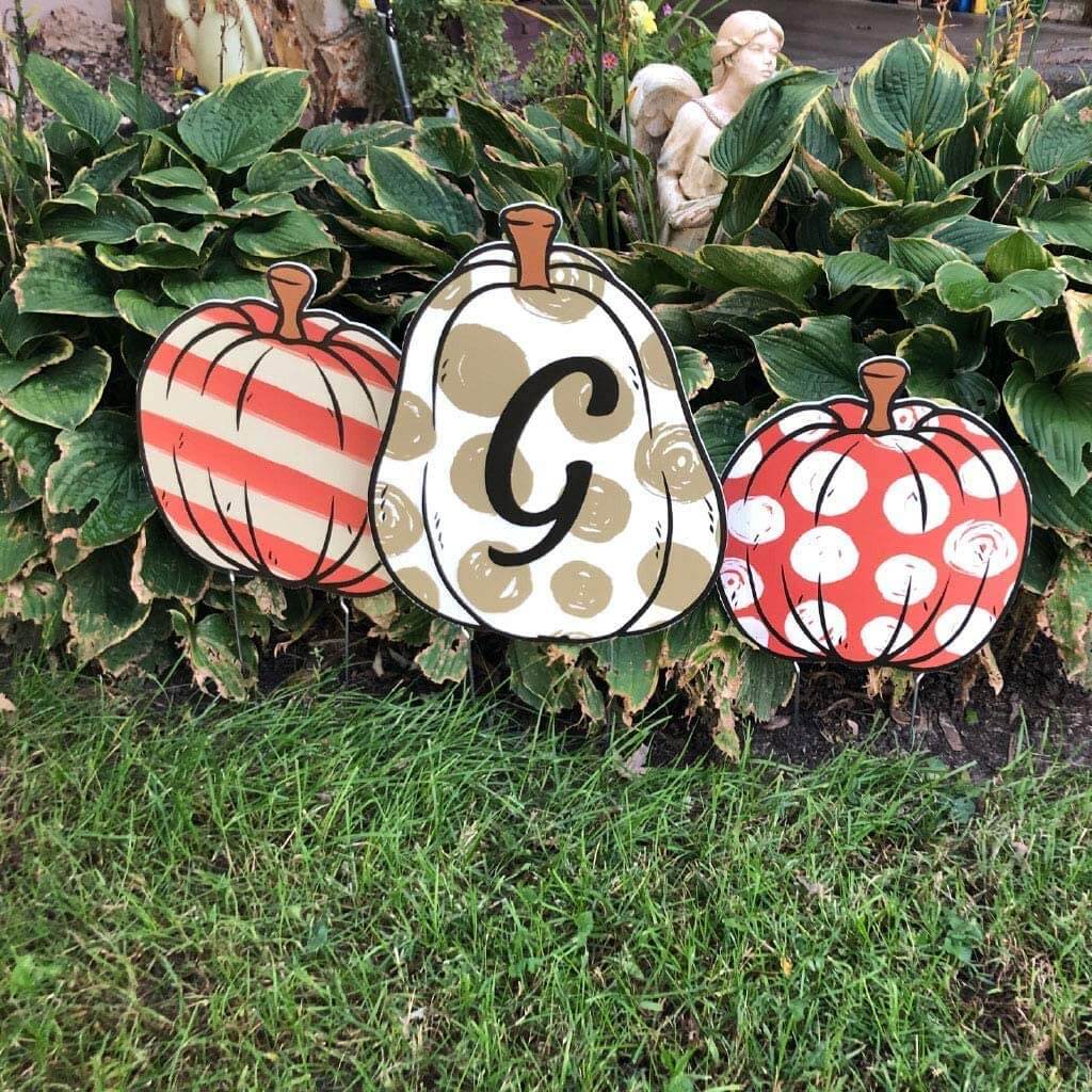 Custom Initial Pumpkin Yard Signs