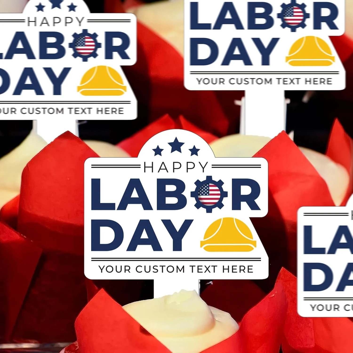 Custom Labor Day Cupcake Toppers - Image 4
