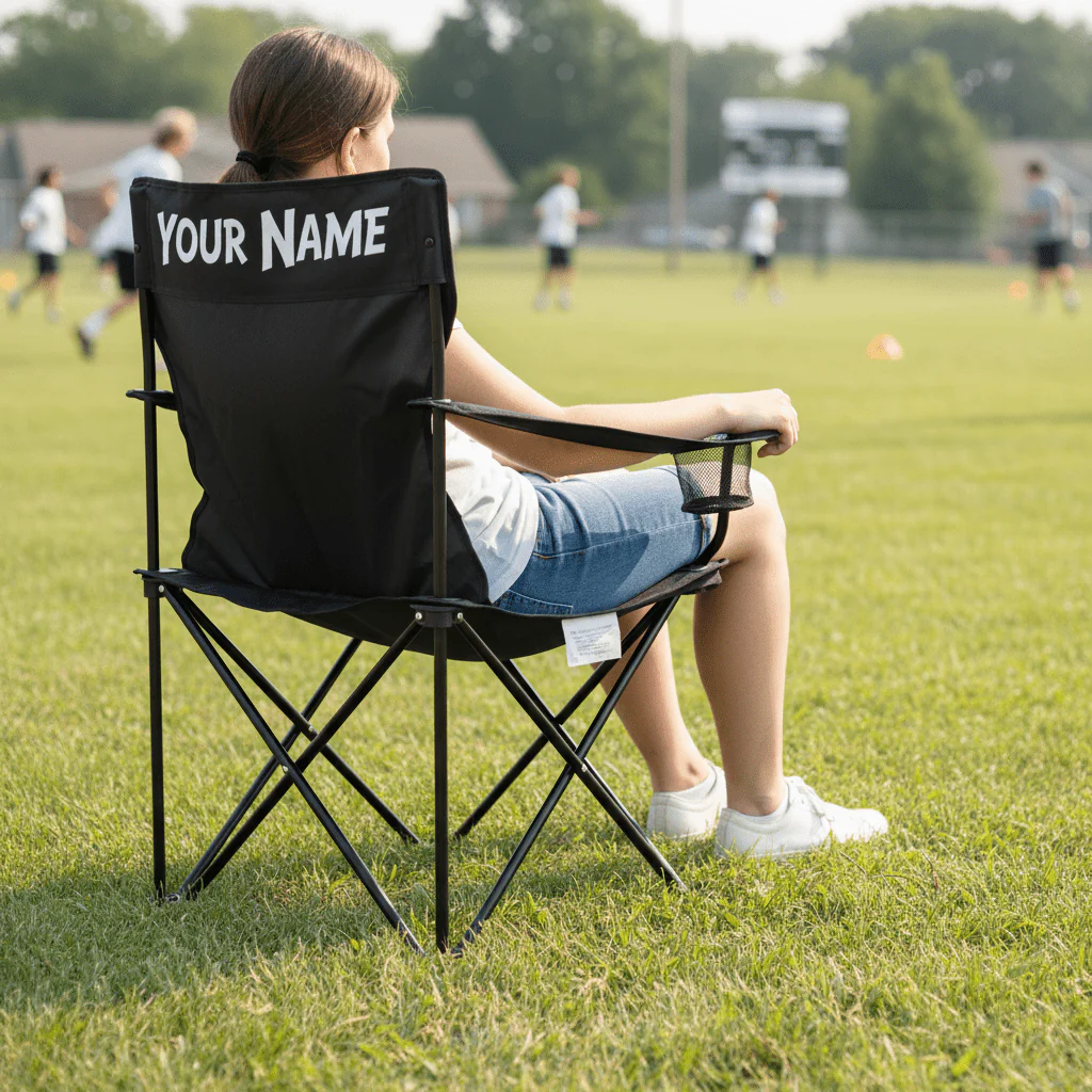 Custom Text Camping Chair – Personalized Fold-Up Outdoor Chair with Carry Bag - Image 6