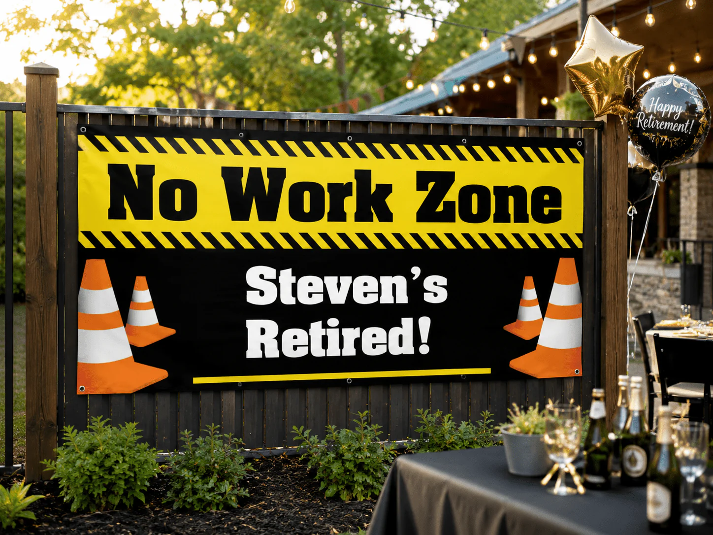 Custom No Work Zone Retirement Vinyl Banner - Image 3
