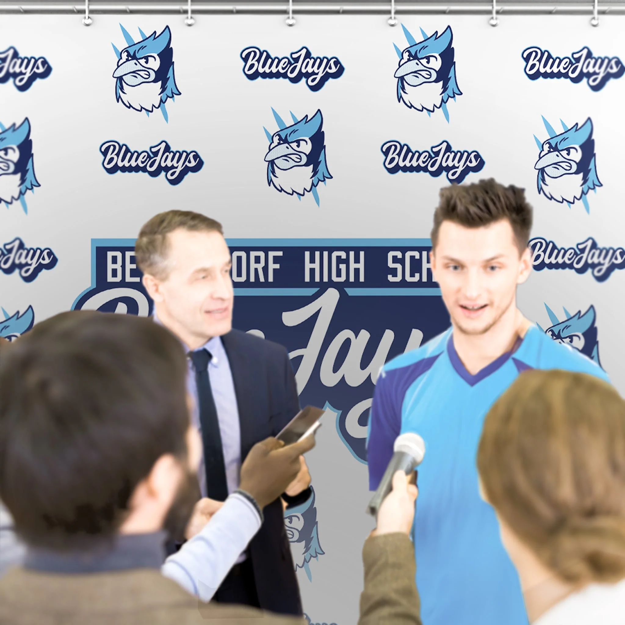 Custom 8'x10' School Media Backdrop Banner | Step & Repeat Vinyl Photo Background - Image 2