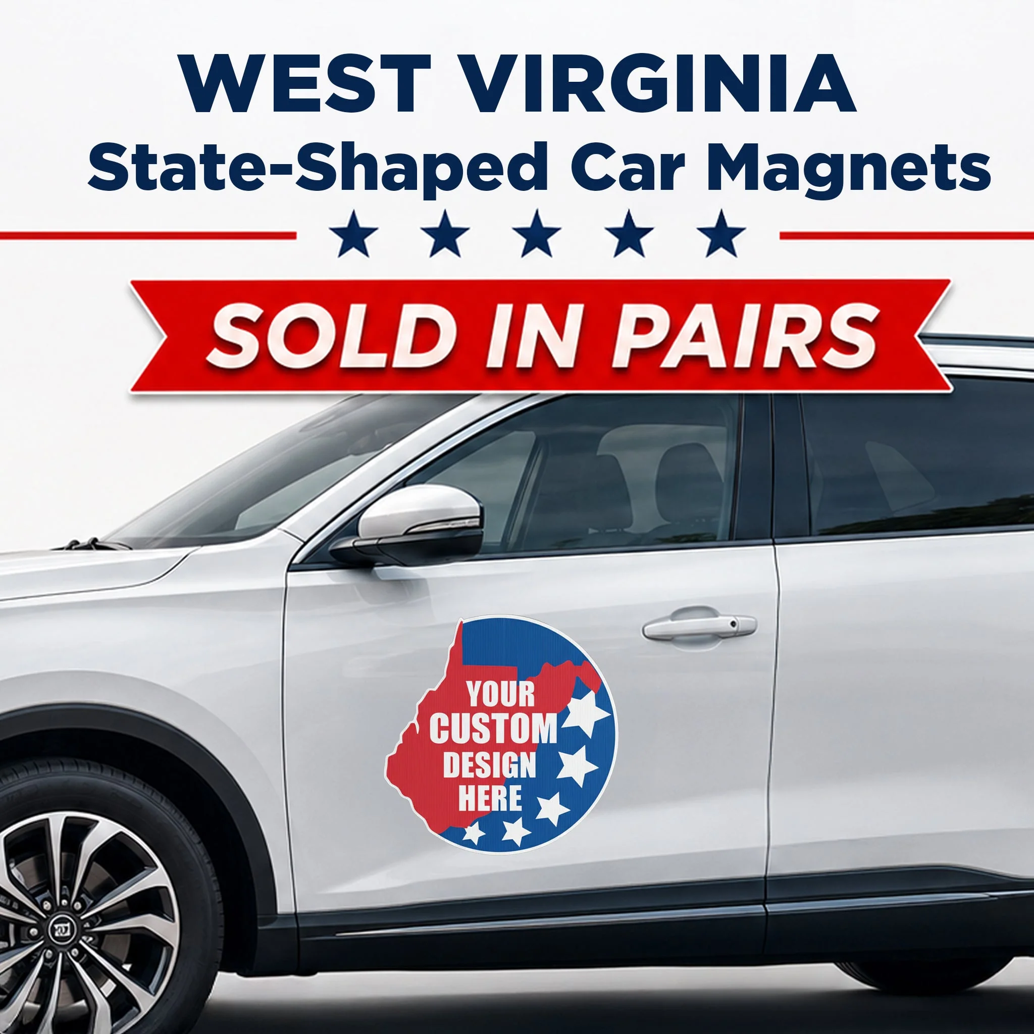 Custom State Shaped Car Magnet (Pair) 22" Magnetic Vehicle Signs by State - Image 50