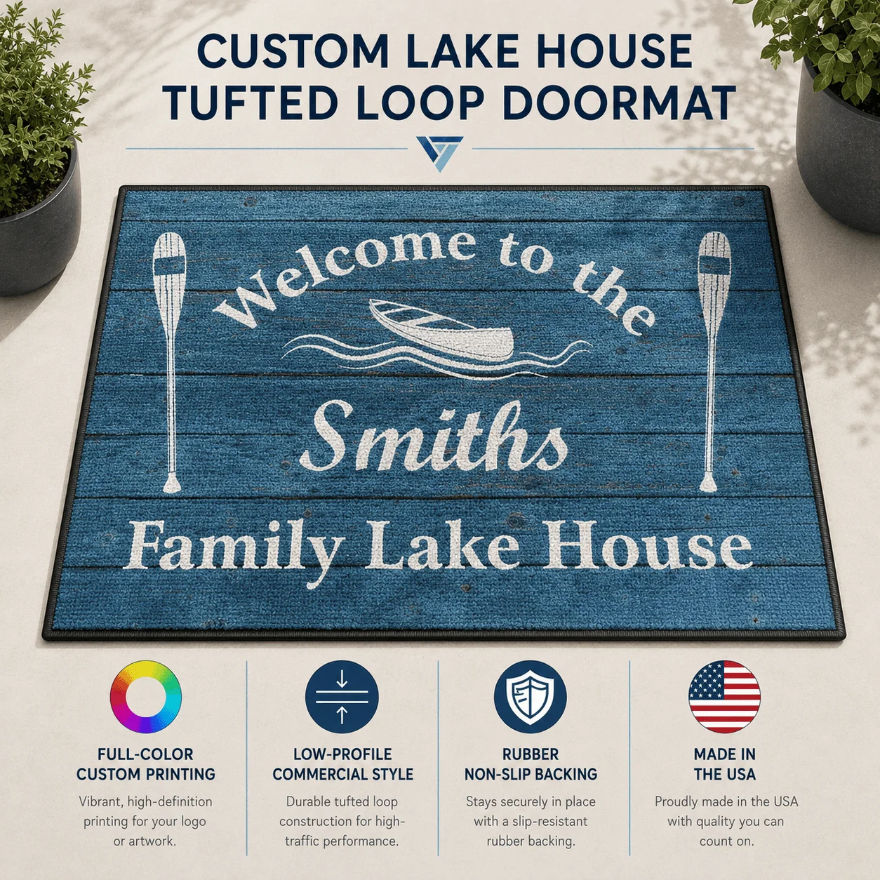 Personalized Family Lakehouse Doormat | Welcome to the Family - Image 2