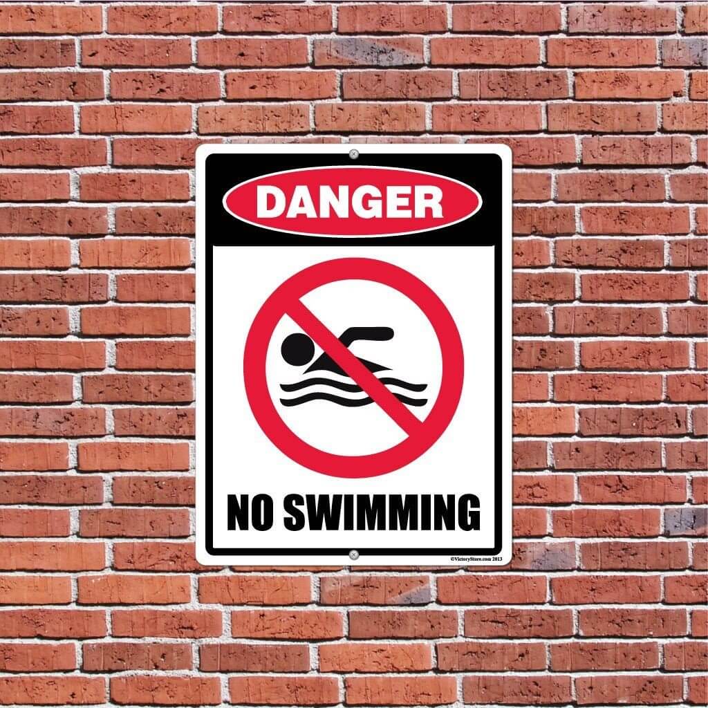 Danger No Swimming Sign or Sticker