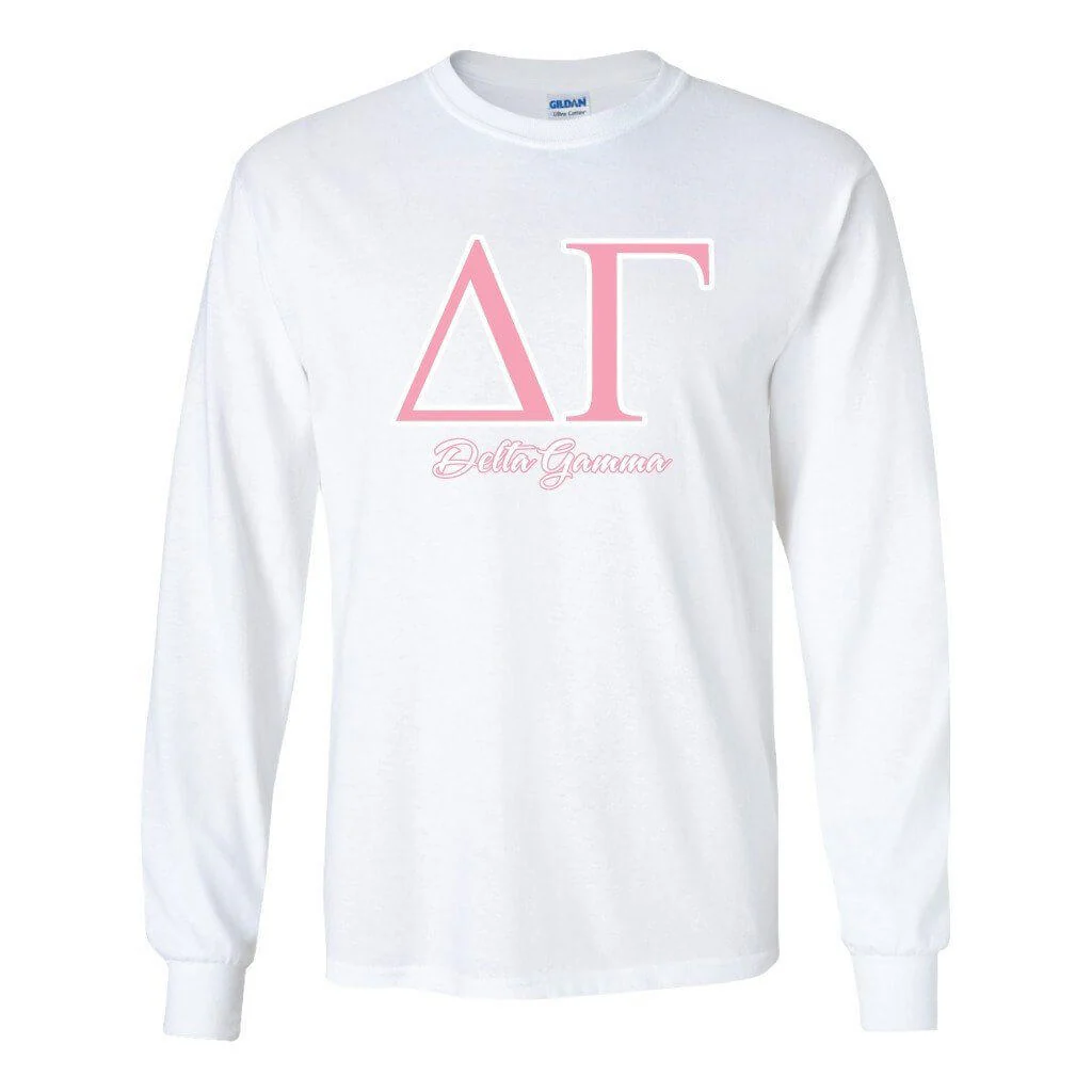 Delta Gamma Pink Greek Letters Long Sleeve T-Shirt