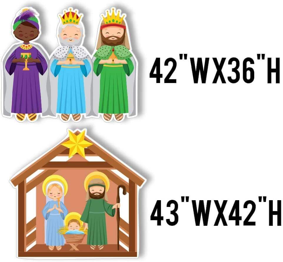 Deluxe Christmas Nativity Scene Giant Yard Decoration - 8 pc Set - Image 3