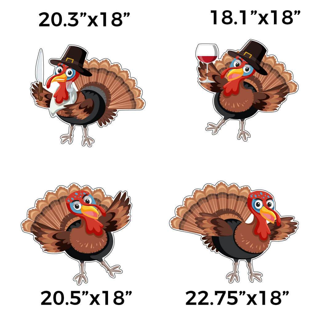 EAT HAM Thanksgiving Turkeys Themed Yard Card Set of 12 - Image 3